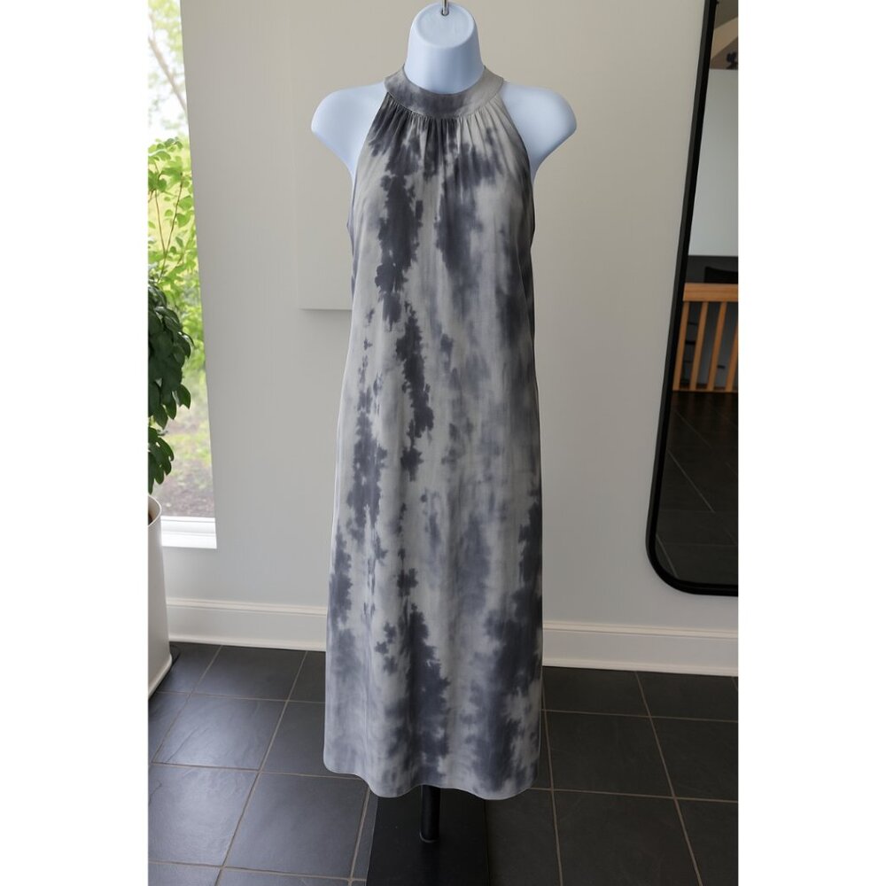 THML Sleeveless Blue Tie-Dye Halter Midi Dress Size M
